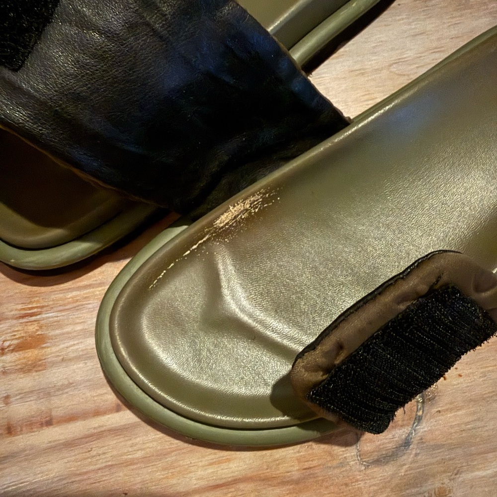 Olive Green Quilted Logo Slide Sandals - Women - Picture 5 of 5